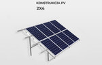 Konstrukcja fotowoltaiczna PV moc 4kW, typ W-V2G2-25°: gruntowa, wbijana, układ modułów pionowy, kąt pochylenia modułów 25°,strefa wiatrowa (W1), strefa śniegowa (S3).Układ modułów 2x4