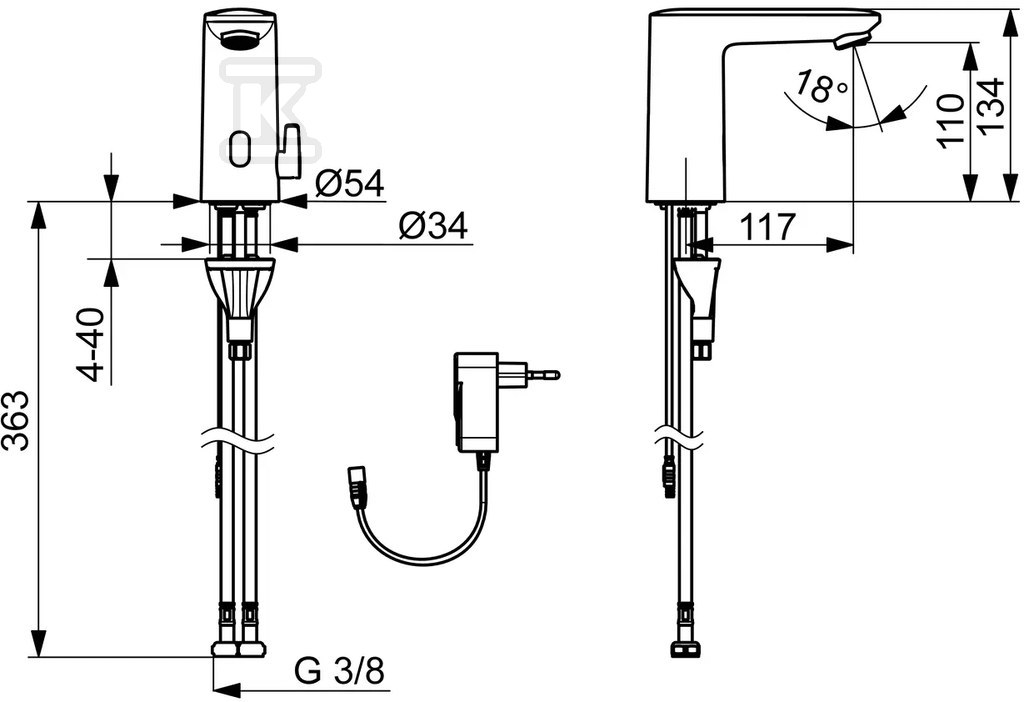 Mosdó csaptelep, 230/9 V, Bluetooth - 9200FTZ