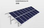 Konstrukcja fotowoltaiczna PV moc 8kW, typ W-V2G2-25°: gruntowa, wbijana, układ modułów pionowy, kąt pochylenia modułów 25°,strefa wiatrowa (W1), strefa śniegowa (S3).Układ modułów 2x8