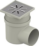 Point/basement/floor drain Aqua Ambient Standard d110mm, side drain, stainless steel grate 150x150mm