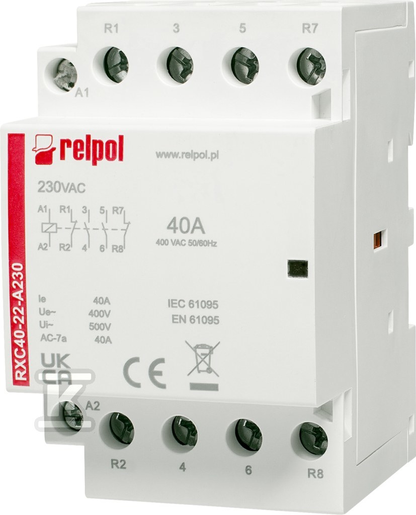 Installation contactor 2NO + 2NC, 40A, - 2617026