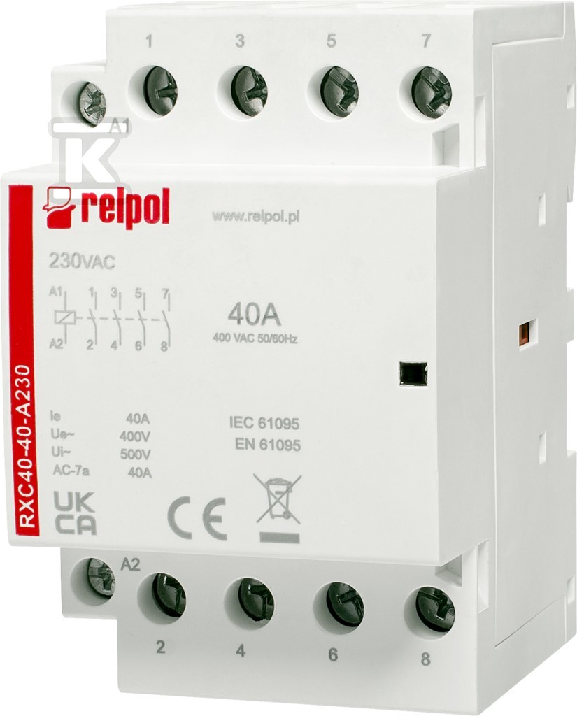 Stycznik instalacyjny 4NO, 40A, 230 VAC - 2617030