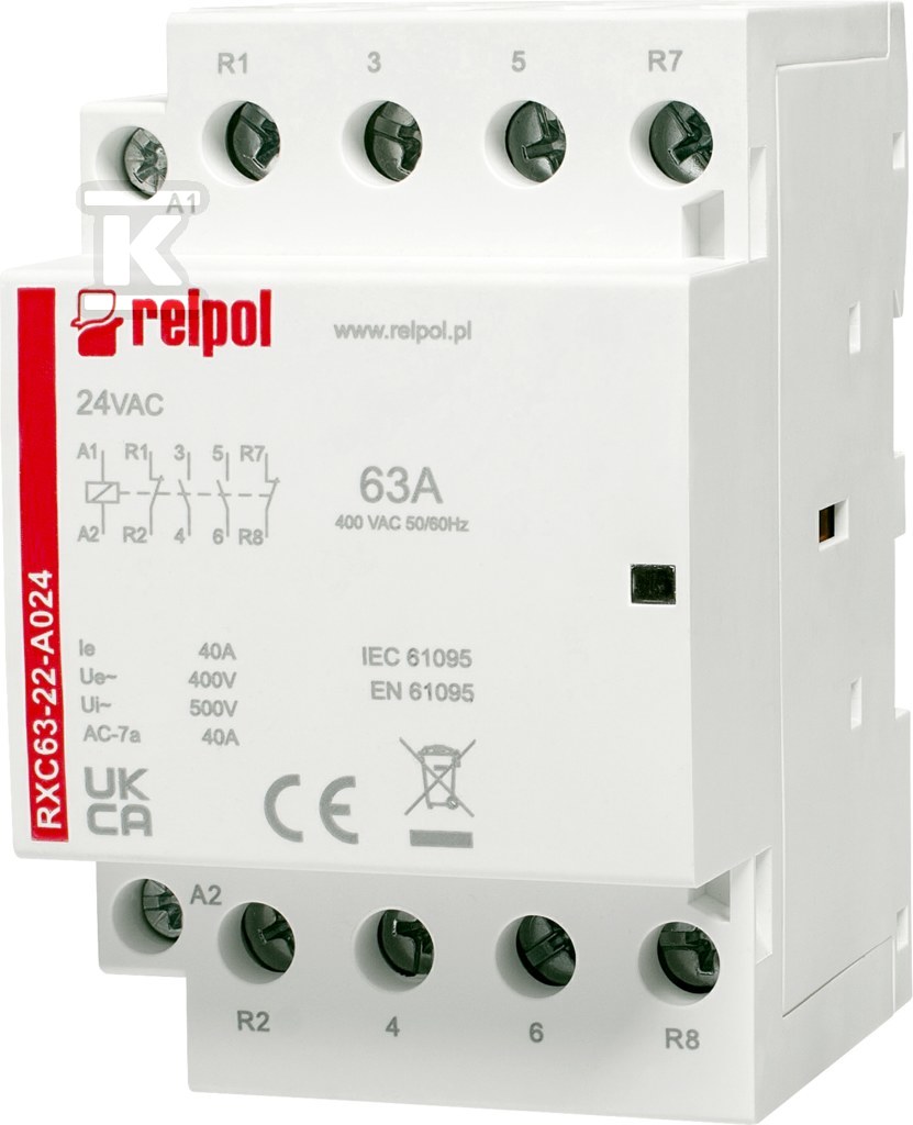 Installation contactor 2NO + 2NC, 63A, - 2617033