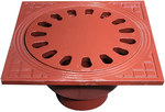 Cast iron cellar gully (French design) with a vertical outlet DN100 with a siphon, red, KL.A15 (1.5T)