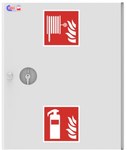 Internal hydrant DN52 with space for a fire extinguisher, surface-mounted, flat-folding hose L=20m, patent lock, dimensions width/height/depth. 500x600x180mm, white RAL9010