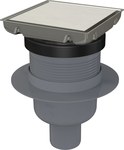 Kratka ściekowa 130x130 mm odpływ pionowy, kratka nierdzewna, syfon mokry, odejście pionowe