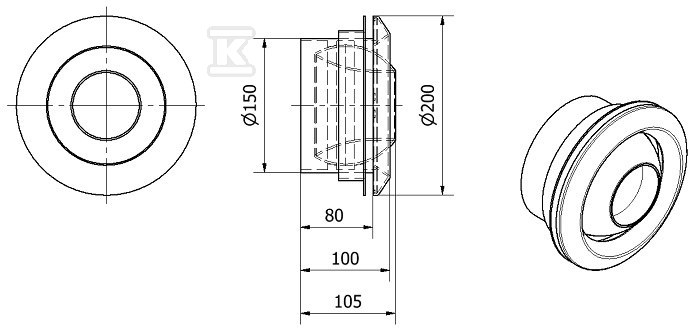 Форсунка DN 150 дальнього радіусу дії, - 90.00.04