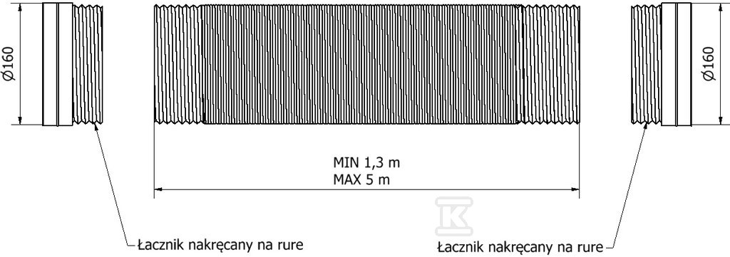 Flexibilný kábel Dn 160 Dĺžka 5 Mb - 90.00.02