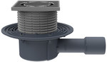 Wpust stropowy DN40/50 poziomy z kołnierzem przyłączeniowym, syfonem antyzapachowym Primus blue, ramą nasadową 123x123mm i rusztem ze stali szlachetnej kl.K3- 300kg