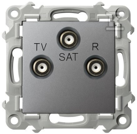 Роз'єм РТВ-SAT наскрізний - СІРИЙ МАТ, - GPA-ZSP/M/70