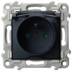 Водонепроникна розетка з заземленням IP-44 з перегородками для струмових шин, прозора кришечка — сірий матовий, сапфір