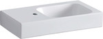 Umywalka iCon kompaktowa, B53 cm, 13.5 cm, T31 cm, bez przelewu, z otworem na baterię po lewej stronie, z powierzchnią odkładczą po lewej stronie, KeraTect