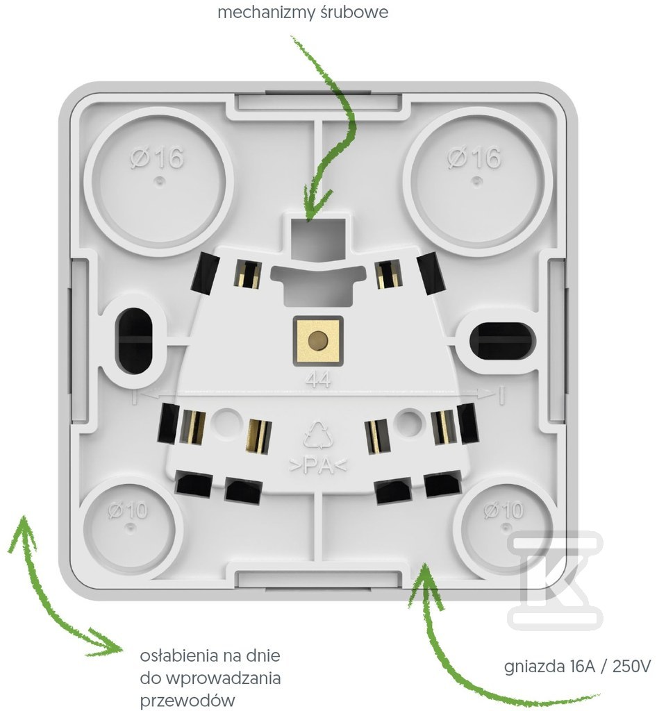 Single socket with grounding, 2P+Z, N/T - 3733-09