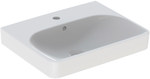 Smyle Square washbasin B55 cm, H16.5 cm, T44 cm, with overflow, with tap hole, KeraTect