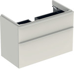 Smyle Square washbasin cabinet B88.4 cm, H61.7 cm, T47 cm, with two drawers, sand gray