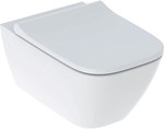 Wall-hung toilet set Smyle Square washdown, B35.5 cm, H37.5 cm, T54 cm, concealed fixings, Rimfree, with toilet seat, top fixing, with detachable hinges, overlapping toilet seat cover, Duroplast