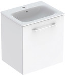 Selnova Square cabinet set for washbasin, with one door, W60 cm, H65.2 cm, T50.2 cm, white, with furniture washbasin, thin rim, with overflow, with tap hole