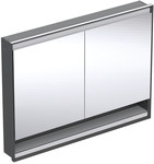 ONE Szafka z lustrem, Comfort Light, B120cm, H90cm, T15cm, z wnęką, montaż podtynkowy, z dwojgiem drzwi, czarny