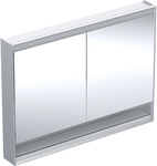 ONE Szafka z lustrem, Comfort Light, B120cm, H90cm, T15cm, z wnęką, montaż natynkowy, z dwojgiem drzwi, szary