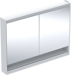 ONE Szafka z lustrem, Comfort Light, B120cm, H90cm, T15cm, z wnęką, montaż natynkowy, z dwojgiem drzwi, biały