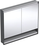 ONE Szafka z lustrem, Comfort Light, B105cm, H90cm, T15cm, z wnęką, montaż podtynkowy, z dwojgiem drzwi, czarny