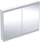 ONE Szafka z lustrem, Comfort Light, B120cm, H90cm, T15cm, montaż podtynkowy, z dwojgiem drzwi, biały
