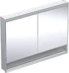 ONE Szafka z lustrem, Comfort Light, B120cm, H90cm, T15cm, z wnęką, montaż podtynkowy, z dwojgiem drzwi, szary