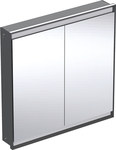 One Comfort Light mirror cabinet, B90 cm, H90 cm, T15 cm, flush-mounted, with two doors, black