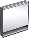 ONE Szafka z lustrem, Comfort Light, B90cm, H90cm, T15cm, z wnęką, montaż podtynkowy, z dwojgiem drzwi, czarny