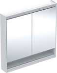 ONE Szafka z lustrem, Comfort Light, B90cm, H90cm, T15cm, z wnęką, montaż natynkowy, z dwojgiem drzwi, biały