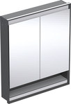 ONE Szafka z lustrem, Comfort Light, B75cm, H90cm, T15cm, z wnęką, montaż podtynkowy, z dwojgiem drzwi, czarny