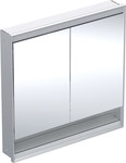 ONE Szafka z lustrem, Comfort Light, B90cm, H90cm, T15cm, z wnęką, montaż podtynkowy, z dwojgiem drzwi, szary