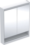 ONE Skříňka se zrcadlem, Comfort Light, Š75cm, V90cm, H15cm, s výklenkem, povrchová montáž, se dvěma dveřmi, bílá