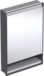 ONE Szafka z lustrem, Comfort Light, B60cm, H88cm, T15cm, z wnęką, montaż podtynkowy, z jednymi drzwiami, zawias po lewej stronie, czarny