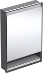 ONE Szafka z lustrem, Comfort Light, B60cm, H88cm, T15cm, z wnęką, montaż podtynkowy, z jednymi drzwiami, zawias po prawej stronie, czarny