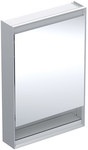 ONE Szafka z lustrem, Comfort Light, B60cm, H88cm, T15cm, z wnęką, montaż natynkowy, z jednymi drzwiami, zawias po prawej stronie, szary