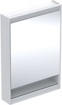 ONE Szafka z lustrem, Comfort Light, B60cm, H88cm, T15cm, z wnęką, montaż natynkowy, z jednymi drzwiami, zawias po prawej stronie, biały