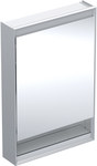 ONE Szafka z lustrem, Comfort Light, B60cm, H88cm, T15cm, z wnęką, montaż natynkowy, z jednymi drzwiami, zawias po lewej stronie, szary