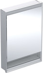 ONE Szafka z lustrem, Comfort Light, B60cm, H88cm, T15cm, z wnęką, montaż podtynkowy, z jednymi drzwiami, zawias po prawej stronie, szary
