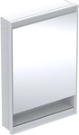 ONE Szafka z lustrem, Comfort Light, B60cm, H88cm, T15cm, z wnęką, montaż podtynkowy, z jednymi drzwiami, zawias po prawej stronie, biały
