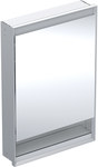ONE Szafka z lustrem, Comfort Light, B60cm, H88cm, T15cm, z wnęką, montaż podtynkowy, z jednymi drzwiami, zawias po lewej stronie, szary