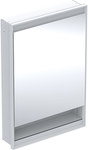 ONE Szafka z lustrem, Comfort Light, B60cm, H88cm, T15cm, z wnęką, montaż podtynkowy, z jednymi drzwiami, zawias po lewej stronie, biały