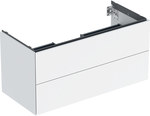 One washbasin cabinet B103.6 cm, H50.4 cm, T47 cm, with two drawers, white, high gloss