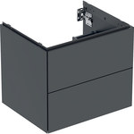 One washbasin cabinet B59.2 cm, H50.4 cm, T47 cm, with two drawers, black, matt