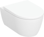 iCon wall-hung toilet set, funnel, B35.5 cm, H37.5 cm, T53 cm, hidden fixings, Rimfree, with toilet seat, top mounting, free-fall, with removable hinges