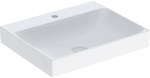 One washbasin vertical drain, W60 cm, T48 cm, with tap hole, without overflow, KeraTect