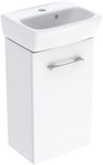 Selnova Square washbasin cabinet set, B36 cm, H65.2 cm, T28 cm, with one door, white, with compact washbasin, with overflow, with tap hole