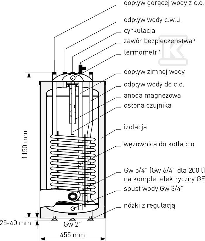 Wymiennik 120l SGW(S) VULCAN KOMBI z - 26-125500