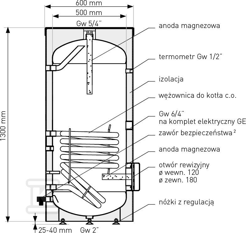 Wymiennik 200L SGW(S) TOWER SLIM, - 26-201000