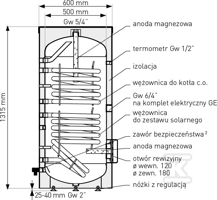 Wymiennik biwalentny 200L SGW(S)B TOWER - 26-202000